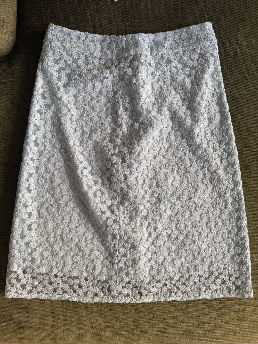Elegant Light Blue Floral Lace Pencil Skirt